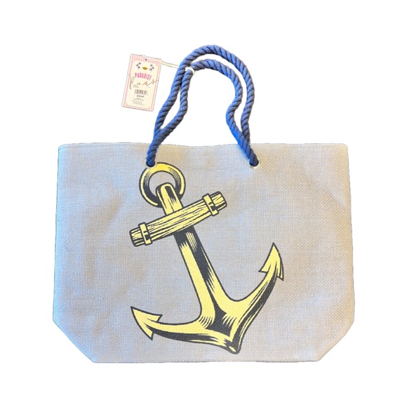 large Beach Tote bag anchor (blue) metallic - Picture 1 of 2